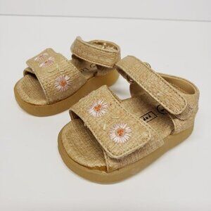 Peppermints Smart Fit Sandals Tan Pink Flowers Baby Size 1